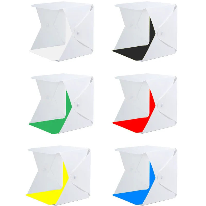 40cm folding LED photography light box with adjustable colour temperature and six coloured backdrop cloths