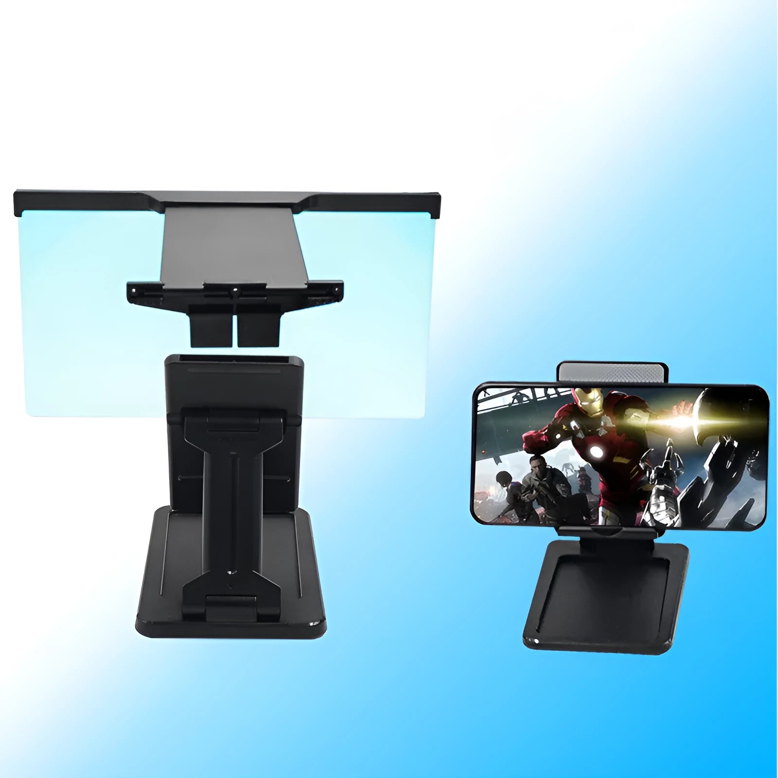 Black L20 foldable mobile phone screen magnifier showing 12-inch acrylic lens and ABS plastic construction.