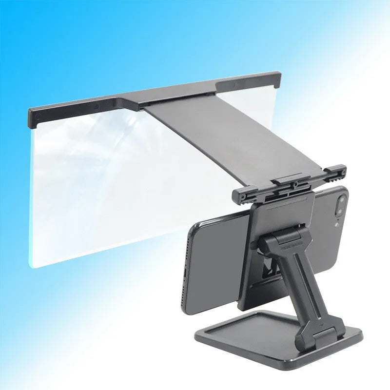 Black L20 foldable mobile phone screen magnifier showing 12-inch acrylic lens and ABS plastic construction.