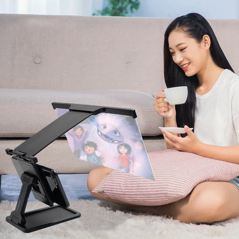 Black L20 foldable mobile phone screen magnifier showing 12-inch acrylic lens and ABS plastic construction.