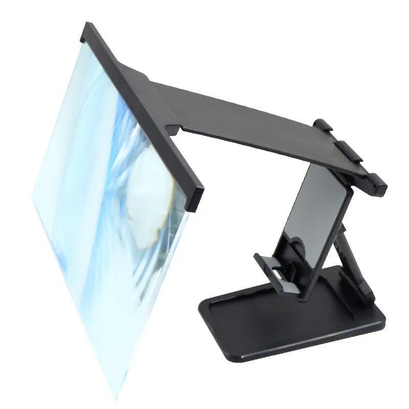 Black L20 foldable mobile phone screen magnifier showing 12-inch acrylic lens and ABS plastic construction.