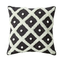 Round tufted Moroccan cushion cover 45x45cm in cotton hemp blend, white black or blue, single pillowcase