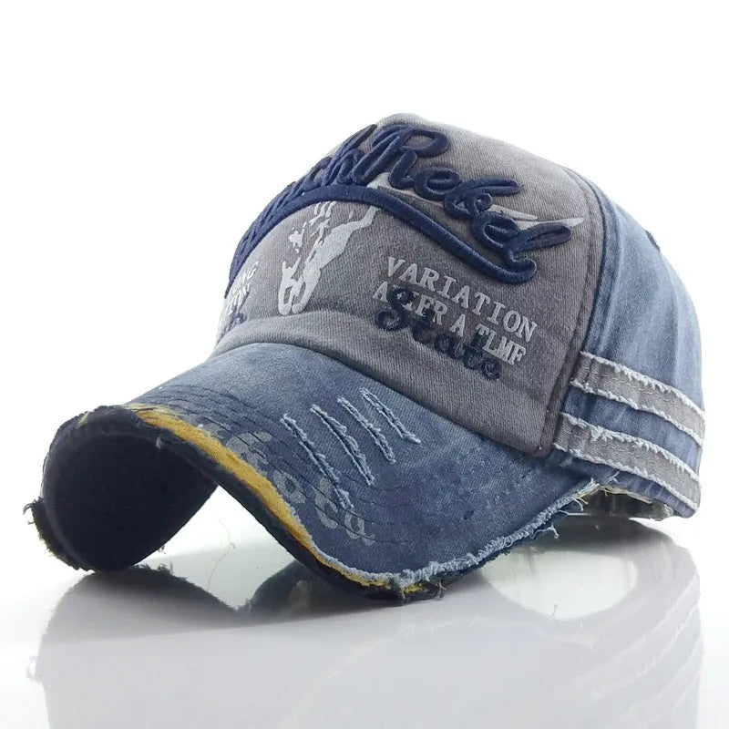 Duck cap made of cotton twill with embroidered old bull head, dome crown, available in six colours
