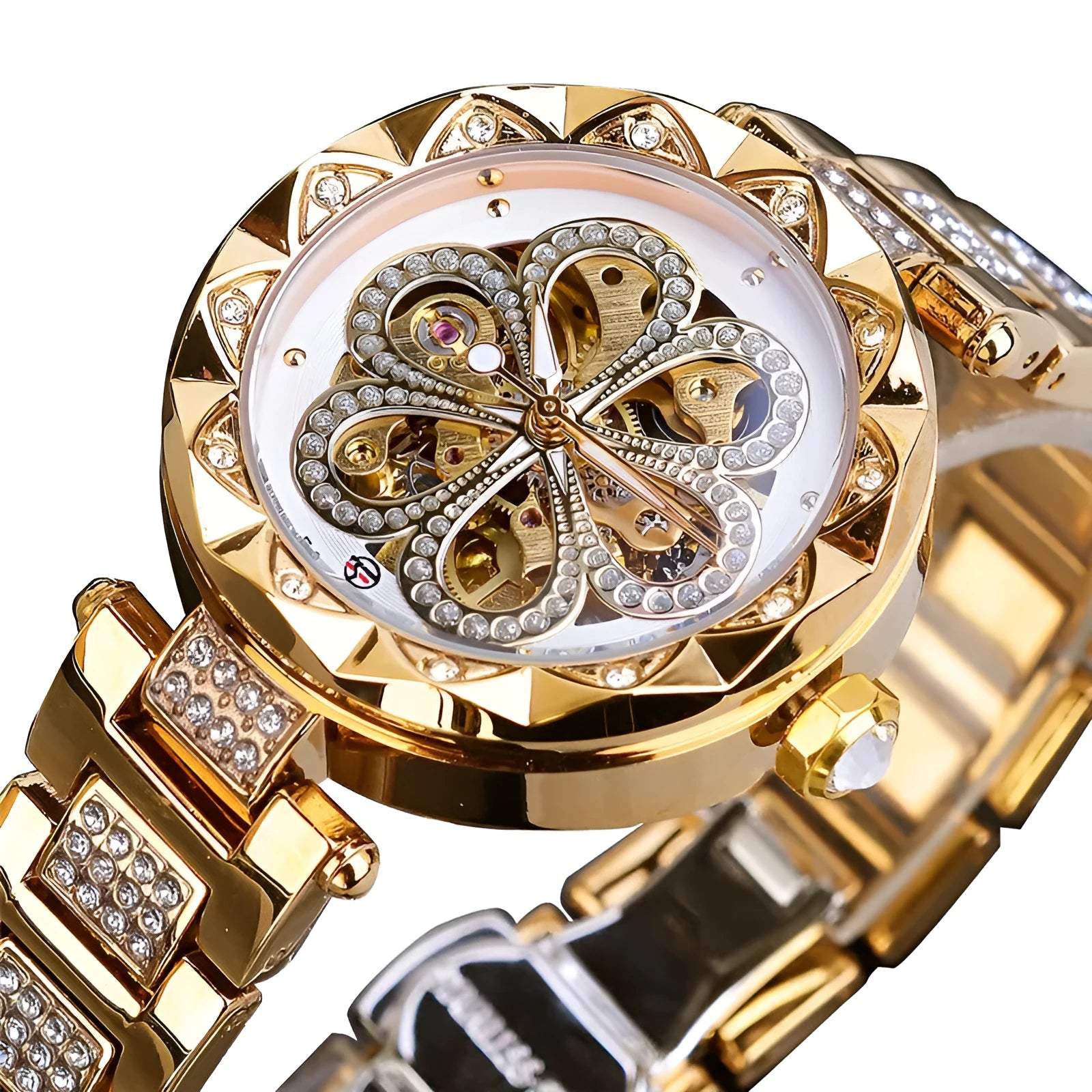 Forsining mechanical automatic ladies watch rose gold with white dial 37mm titanium alloy strap