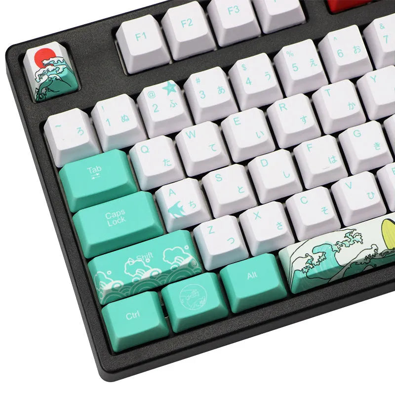 Coral Sea 110-key PBT keycap set with OEM height and 6.25U space bar, styles A to D