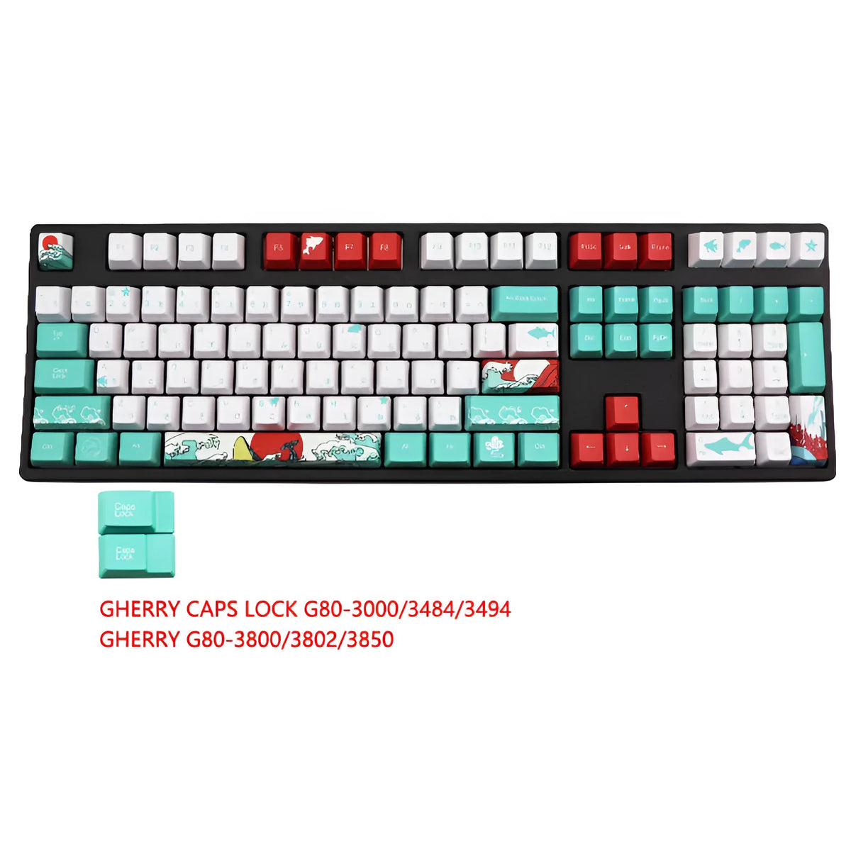 Coral Sea 110-key PBT keycap set with OEM height and 6.25U space bar, styles A to D