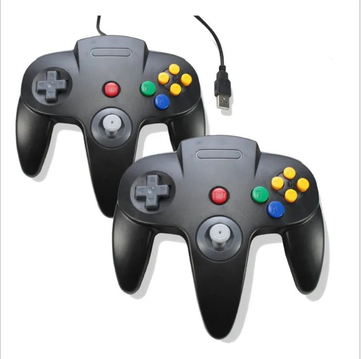 USB N64 game controller for PC in various colours including black, blue, and transparent options.