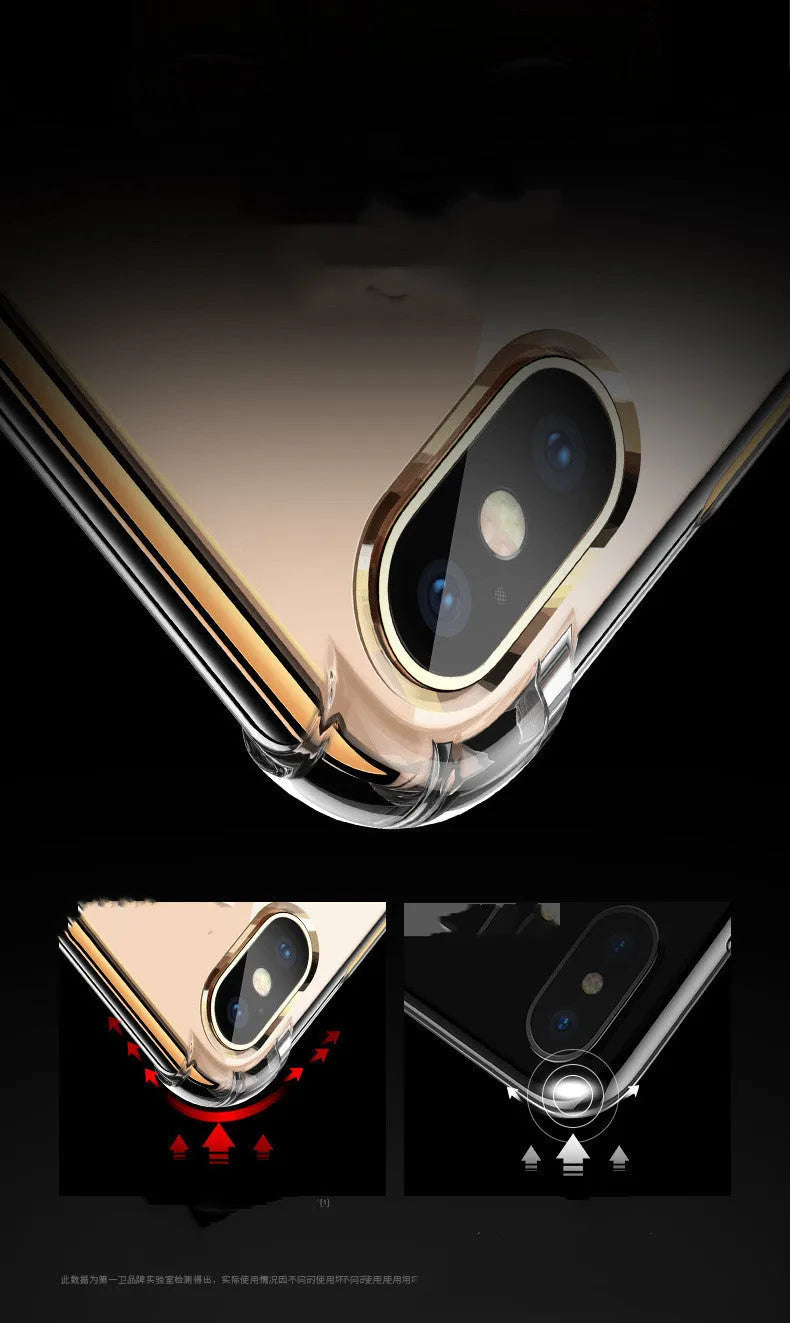Transparent solid white silicone shockproof case for Apple iPhone on a table.
