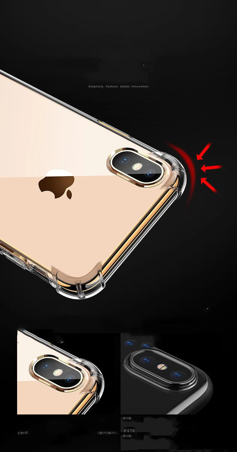 Transparent solid white silicone shockproof case for Apple iPhone on a table.