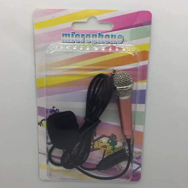 T3 Mini wired condenser karaoke microphone with 3.5mm jack for Android phones in blue, gold, red, and silver colours.