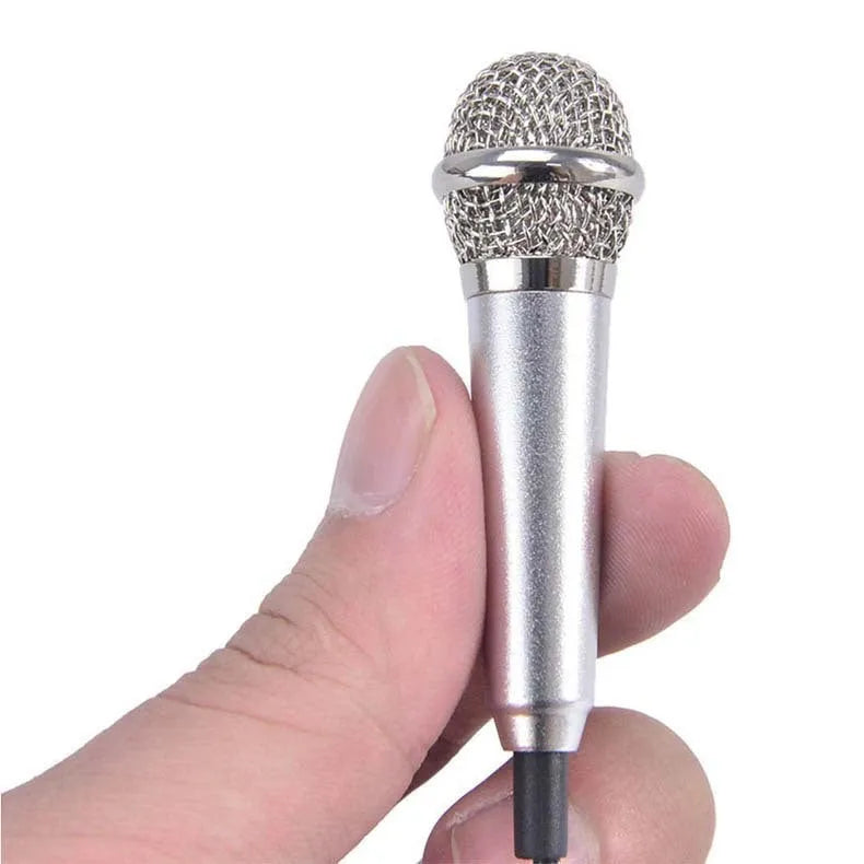 Blue mini wired condenser microphone with 3.5mm plug for Android phones.