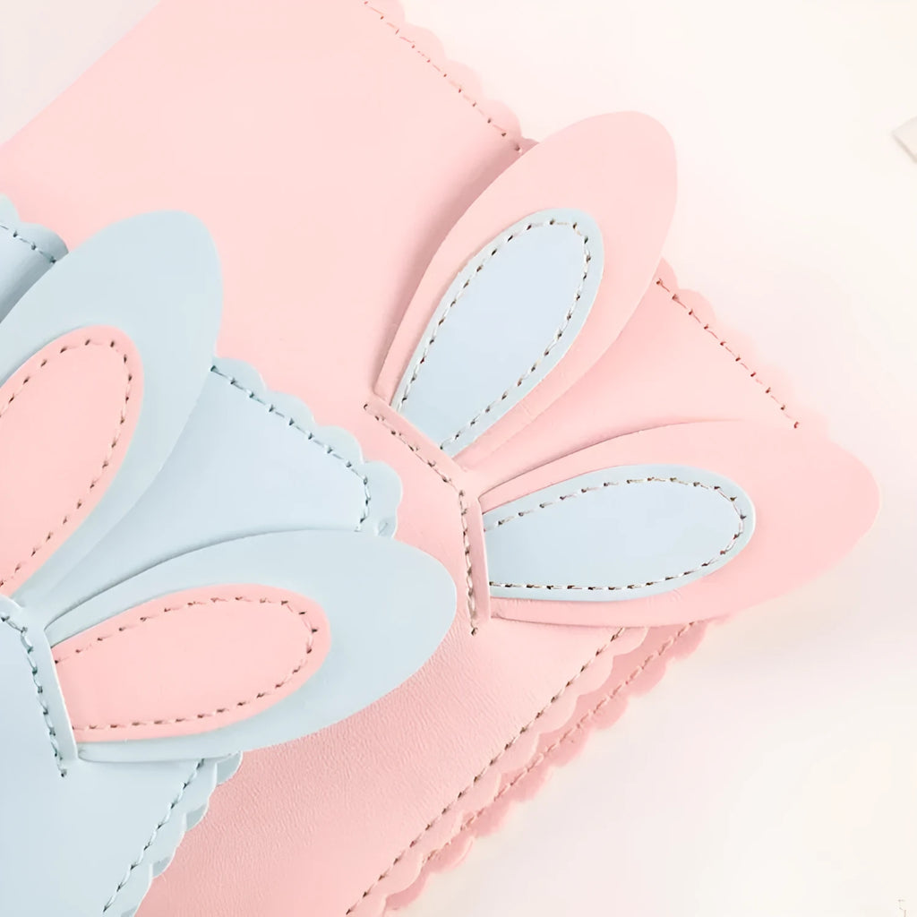 Cute bunny mini photo album with PU cover and 16 PP pages in pink, blue, or white colours