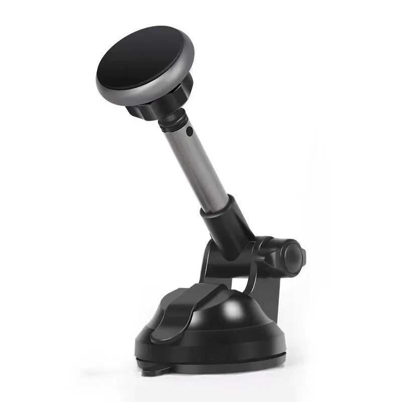 Aluminium alloy magnetic car phone holder with six neodymium magnets, 360-degree rotation and telescopic arm on dashboard