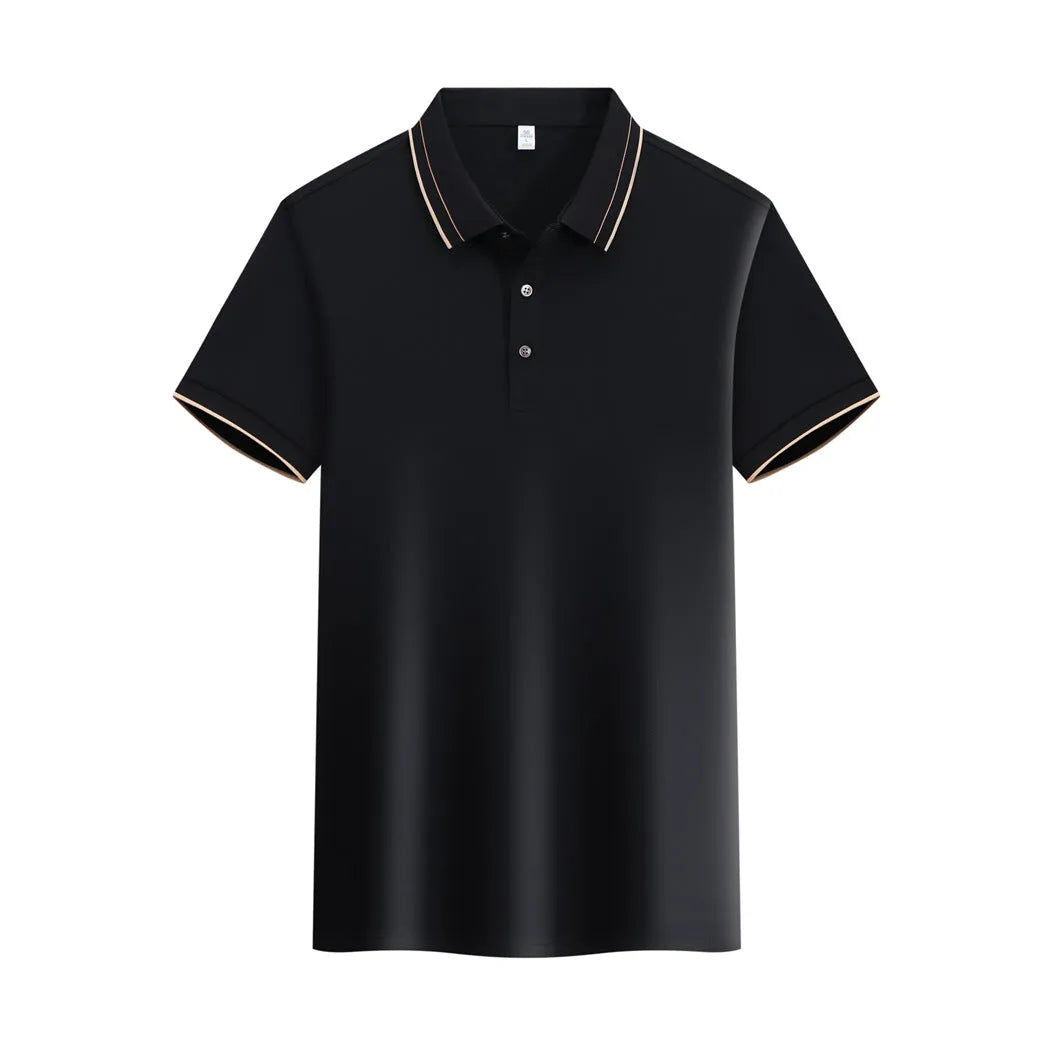Ice Ion mercerised pearl cotton colour matching collar polo shirt in white, men and women regular fit short sleeve
