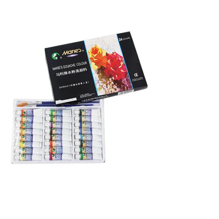 Marley gouache paint set showing 12ml tubes in boxed packaging with multiple colour options