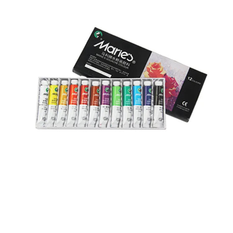 Marley gouache paint set showing 12ml tubes in boxed packaging with multiple colour options