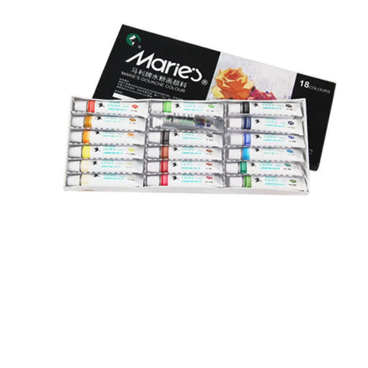 Marley gouache paint set showing 12ml tubes in boxed packaging with multiple colour options
