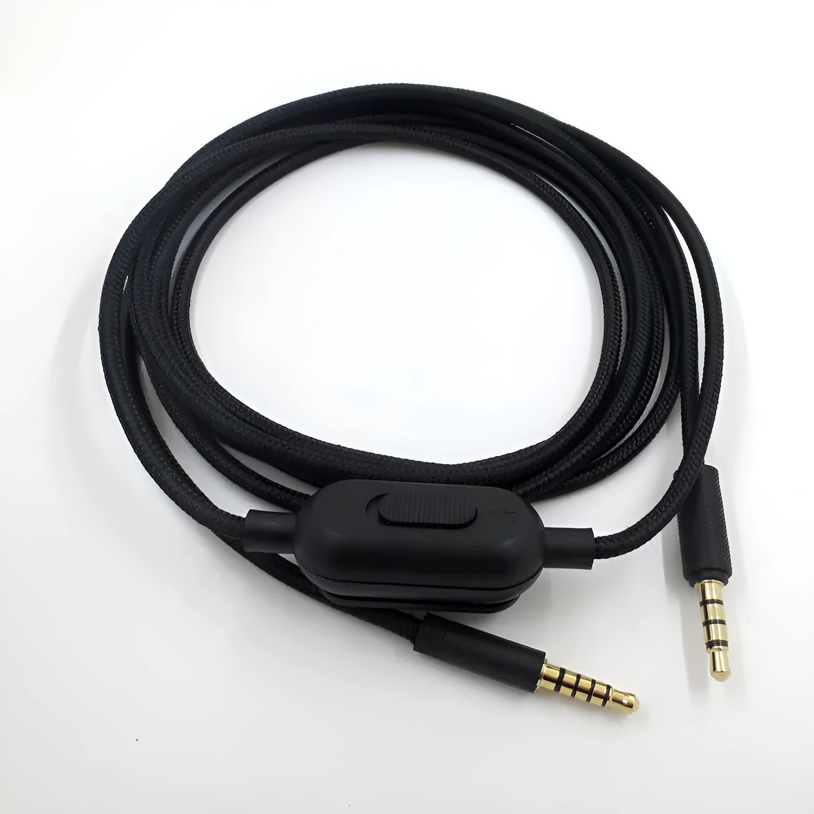Black 1 metre braided gaming headset cable with gold-plated 3.5mm connectors