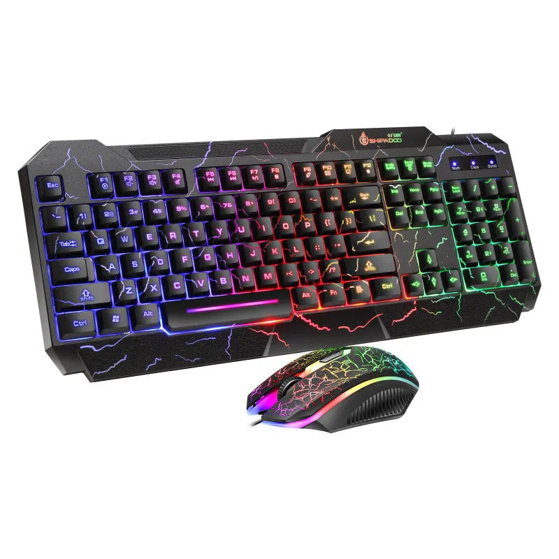 Wired USB keyboard and mouse set with backlight and 2400dpi optical mouse, 1.5m cables, SET1 or SET2