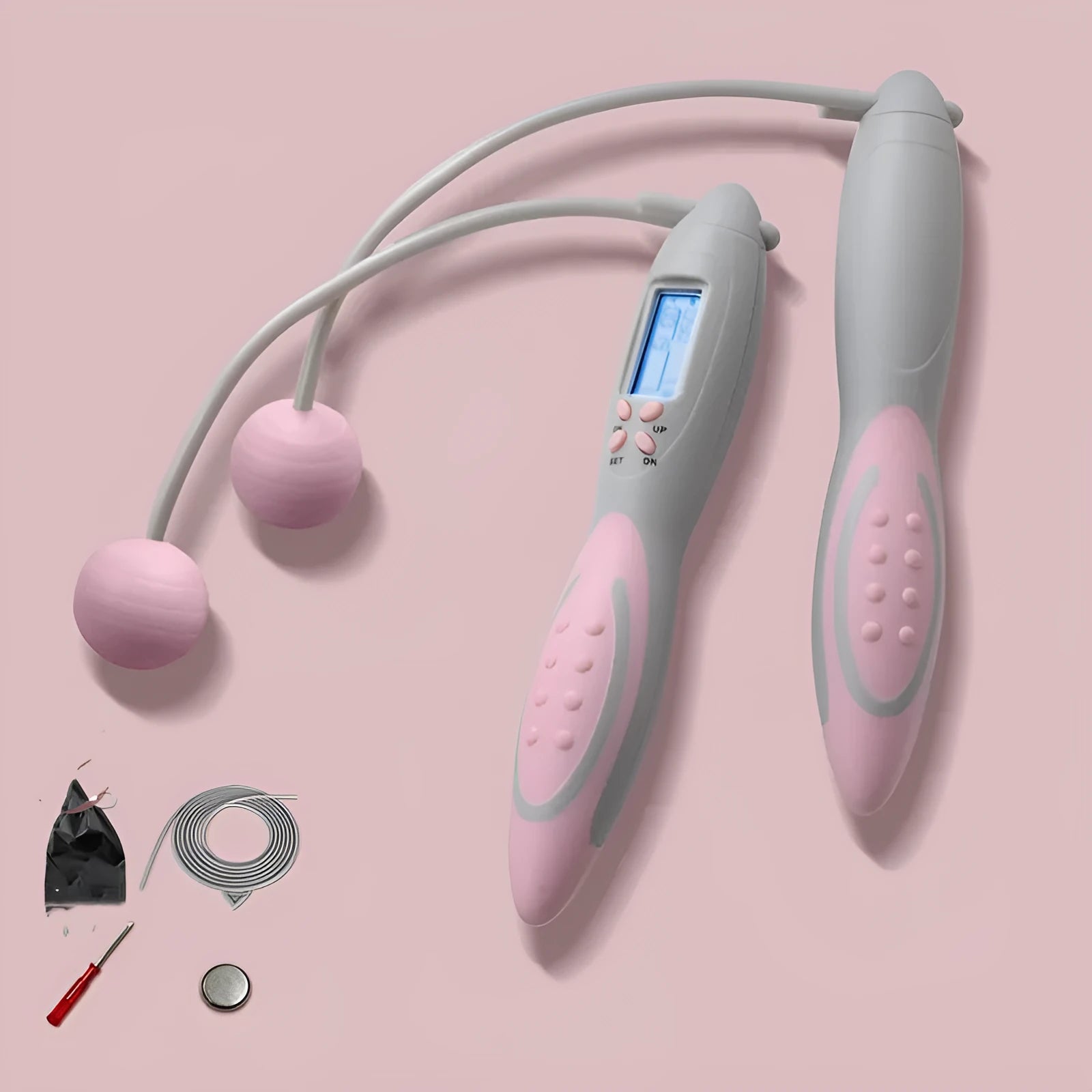 Electronic counting skipping rope with silicone material and counter display