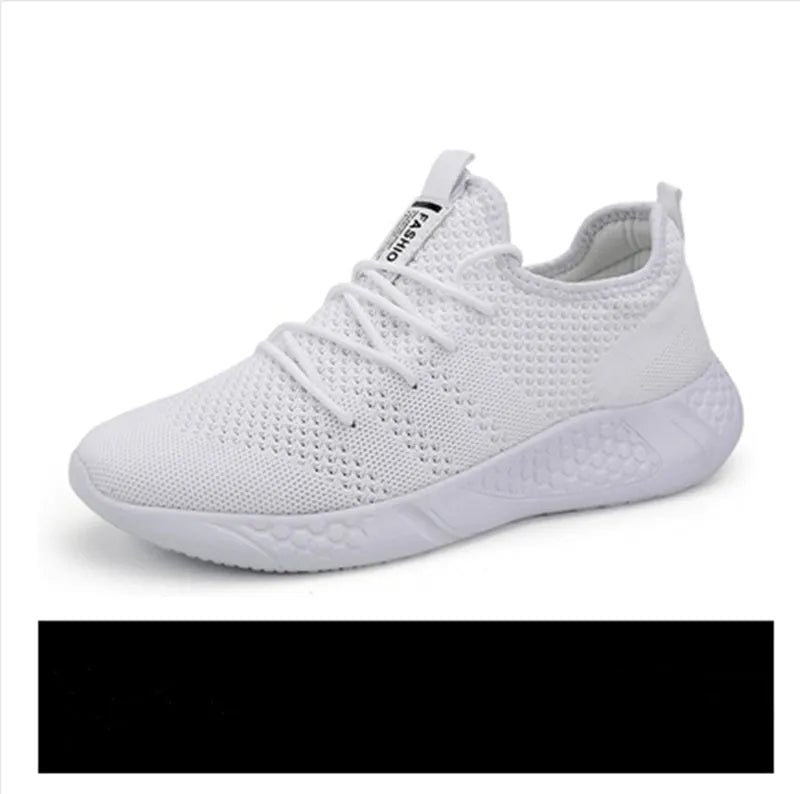 Men's black and white mesh sneakers with PVC soles and round toe design for casual spring wear