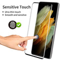 Samsung Galaxy S21 Ultra tempered glass screen protector with 3D curved edges on a phone