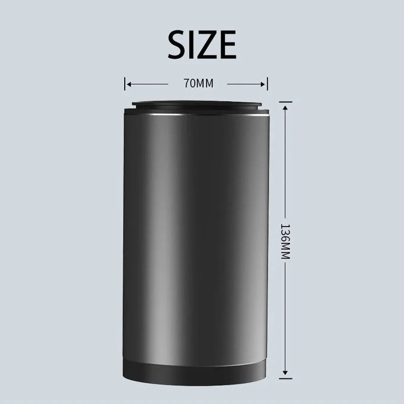 Mini aluminium alloy car trash can in solid colour with a roll of garbage bags inside
