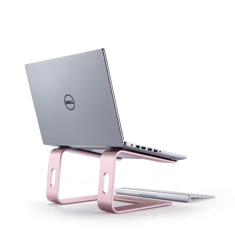 Aluminium alloy notebook stand and desktop computer cooling bracket in black, grey, rose gold, and silver grey, 14.5 x 22.5 x 26cm