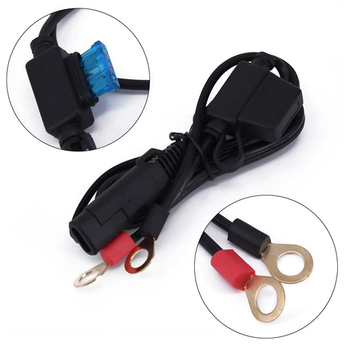 12V motorcycle battery charging cable 6cm 18AWG SPT-2 black red blue wire