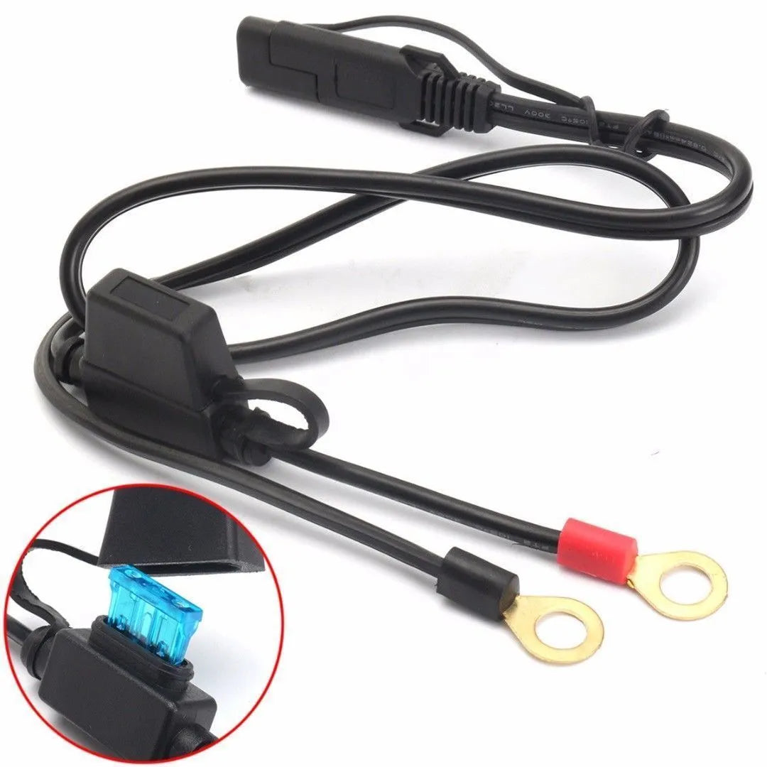 12V motorcycle battery charging cable 6cm 18AWG SPT-2 black red blue wire