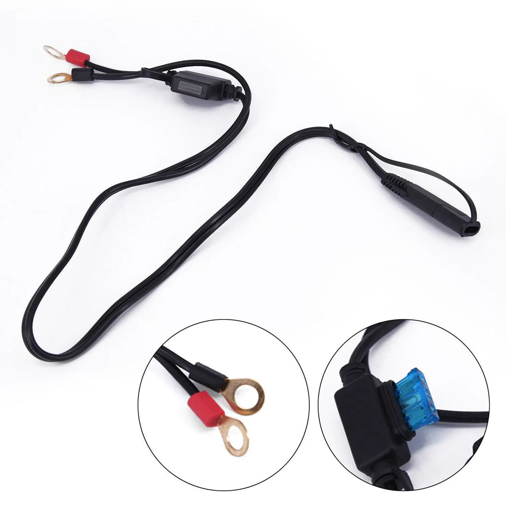12V motorcycle battery charging cable 6cm 18AWG SPT-2 black red blue wire