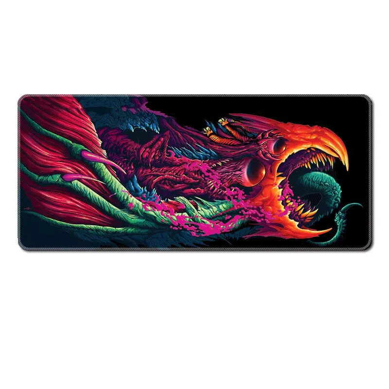 Custom rubber mouse pad with non-slip base, cloth top, and wrist guard in multiple sizes for gaming use
