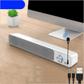 Black and white desktop computer speakers with USB cable and optional Bluetooth connectivity