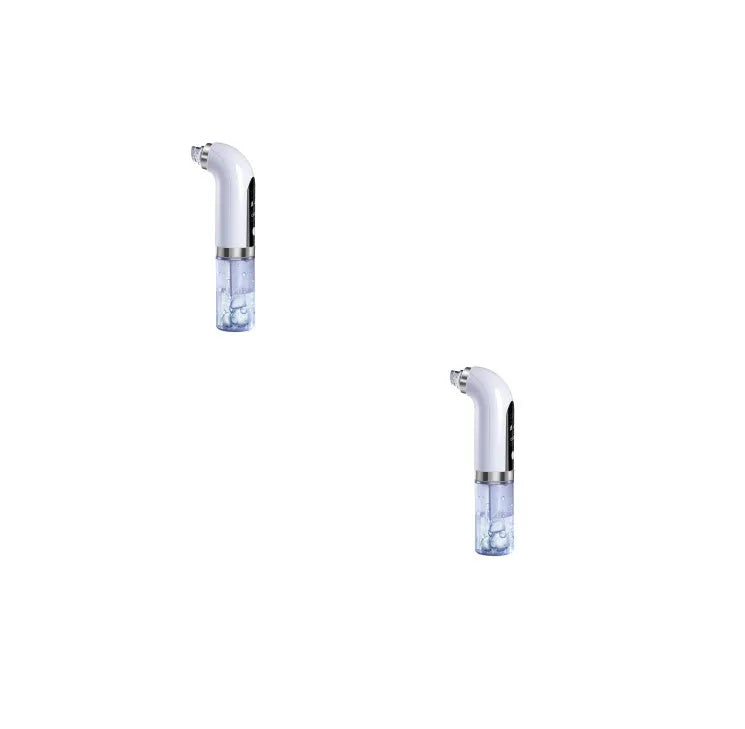 Electric vacuum blackhead acne pore cleaner with six probes and USB charger on white background