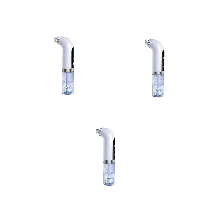 Electric vacuum blackhead acne pore cleaner with six probes and USB charger on white background