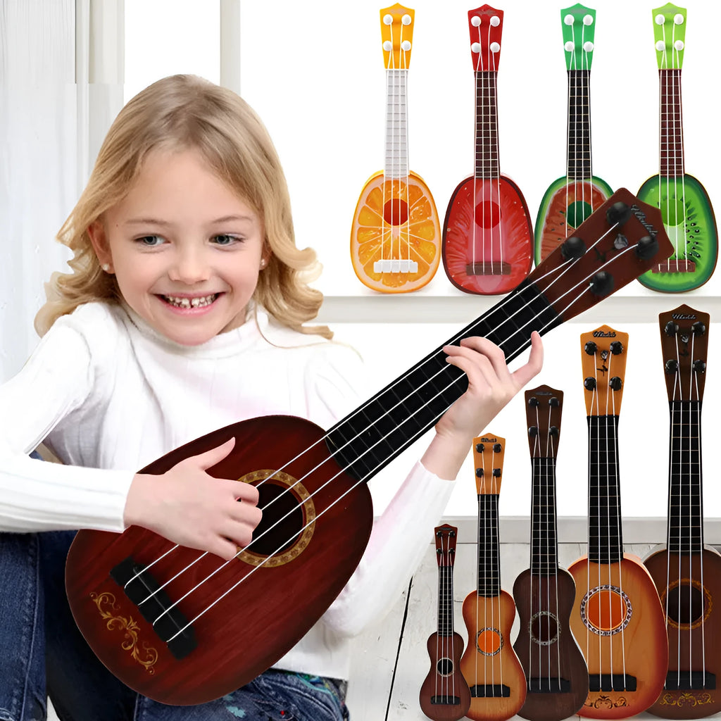 38cm children's simulation ukulele toy with retro guitar design in safety plastic