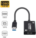 Black HDMI capture card with HDMI to USB connection, 59g weight, for game live broadcast