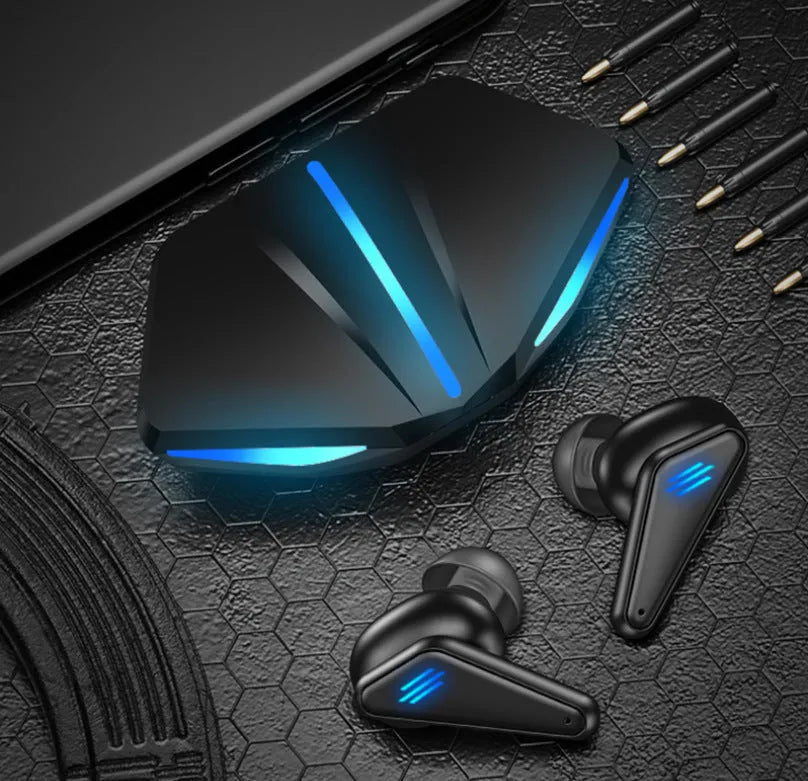 Blue K55 wireless Bluetooth gaming headset with TWS stereo sound and earplug design