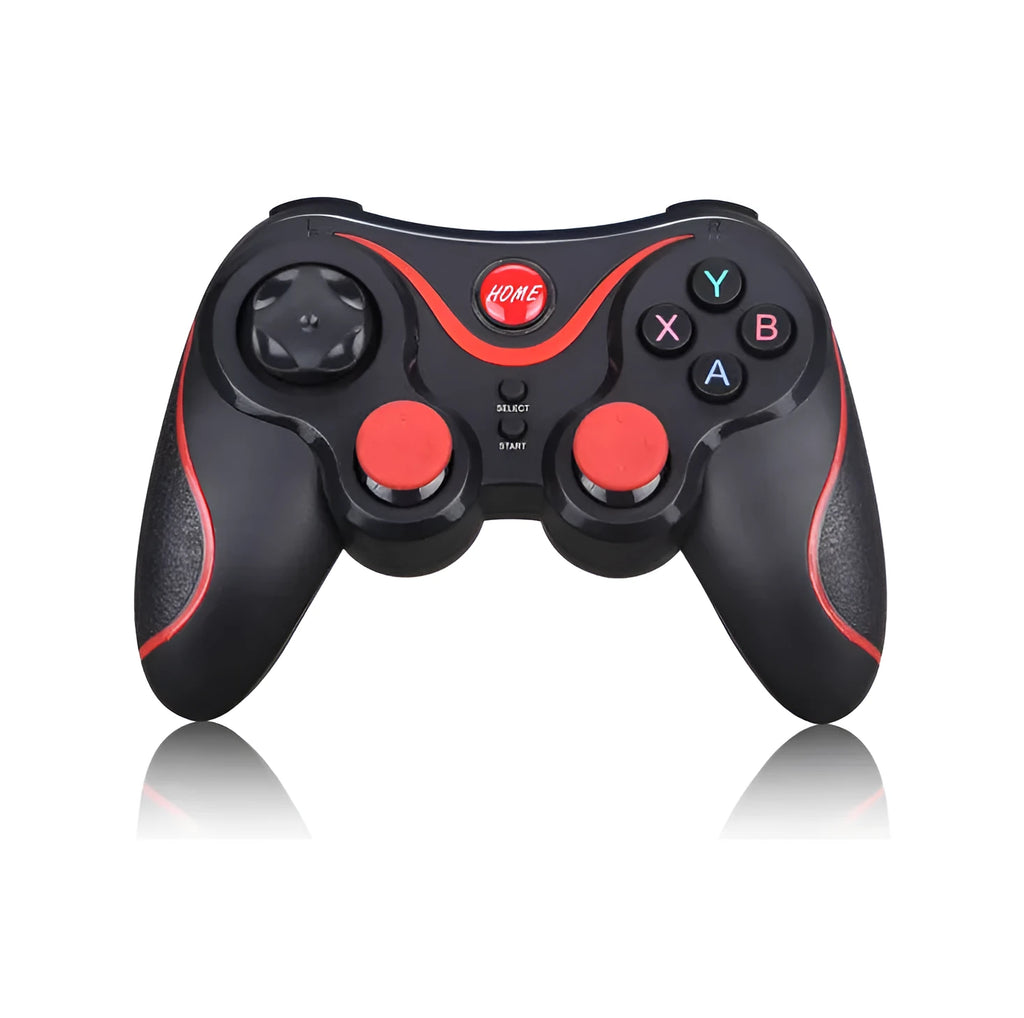Black wireless Bluetooth gamepad controller for Android and iOS mobile gaming measuring 17cm