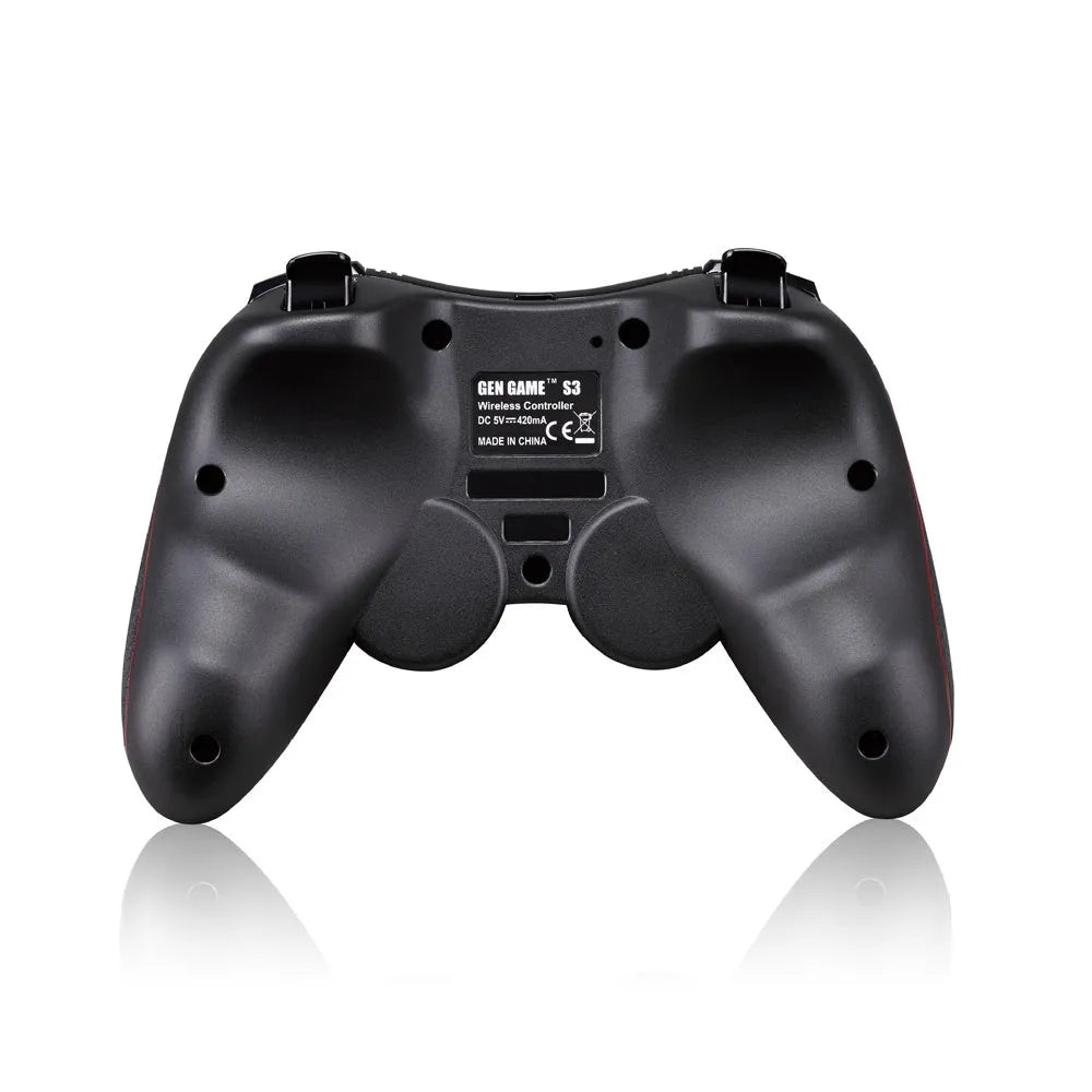 Black wireless Bluetooth gamepad controller for Android and iOS mobile gaming measuring 17cm