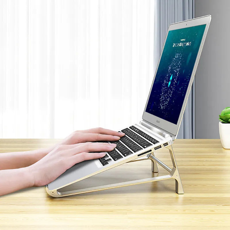 Aluminium alloy laptop stand with tablet holder in silver colour