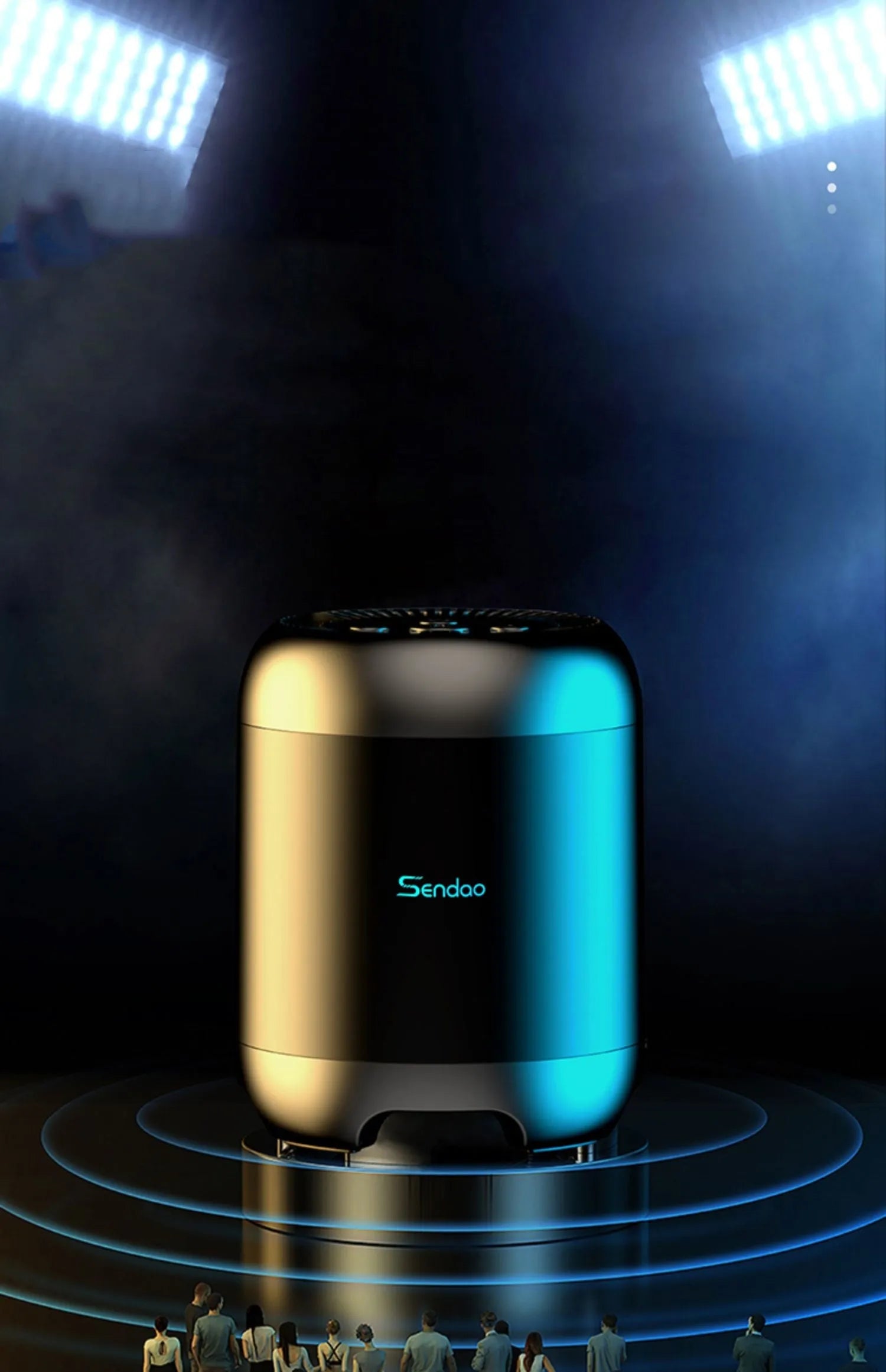 Small black or white portable Bluetooth speaker with card reader slot showing compact 90mm size.