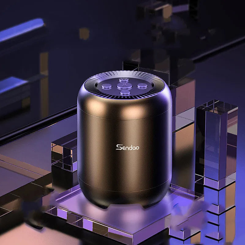 Small black or white portable Bluetooth speaker with card reader slot showing compact 90mm size.