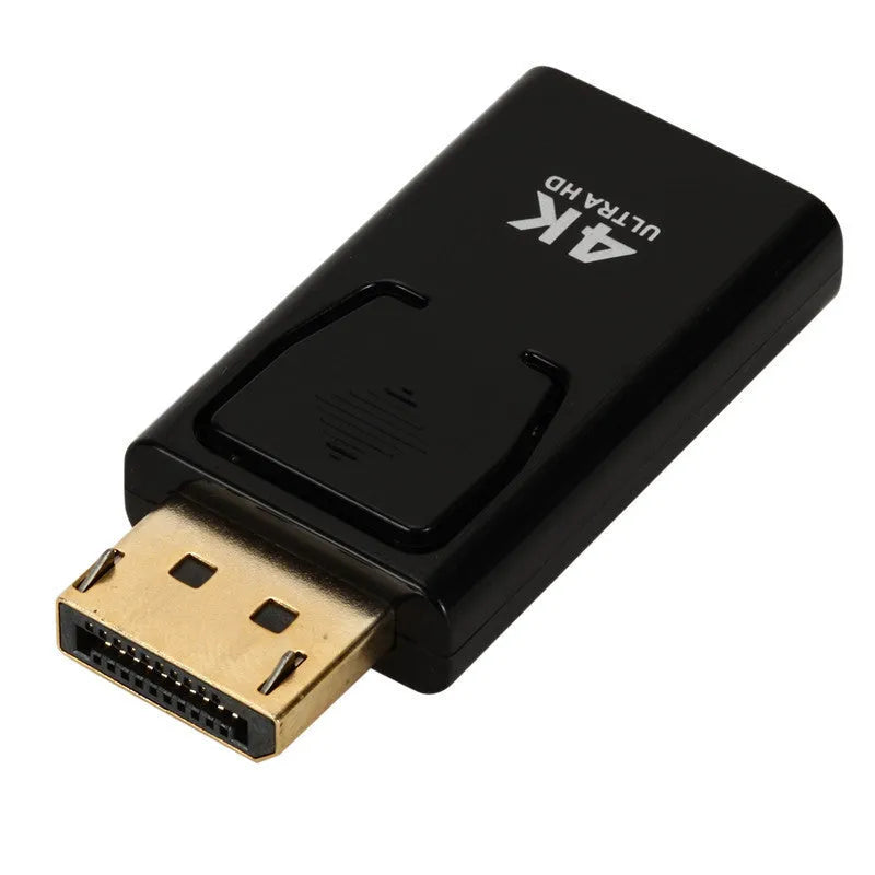 Black DisplayPort to HDMI adapter for 4K video conversion with copper core wiring