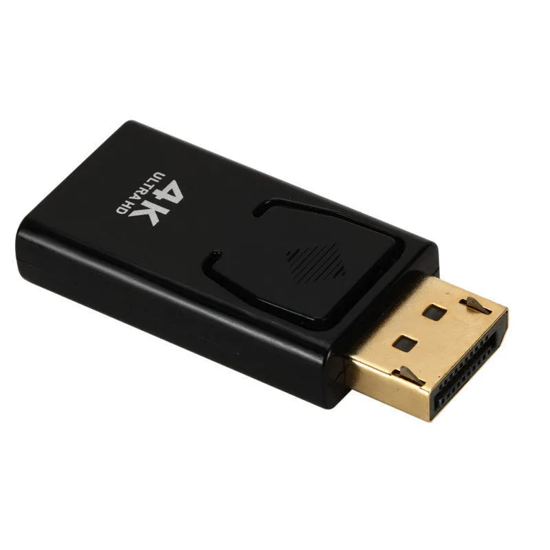 Black DisplayPort to HDMI adapter for 4K video conversion with copper core wiring