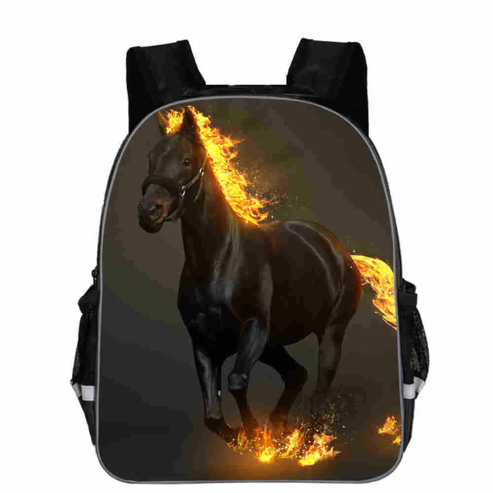 Horse animal head cartoon design school backpack in multiple colour options