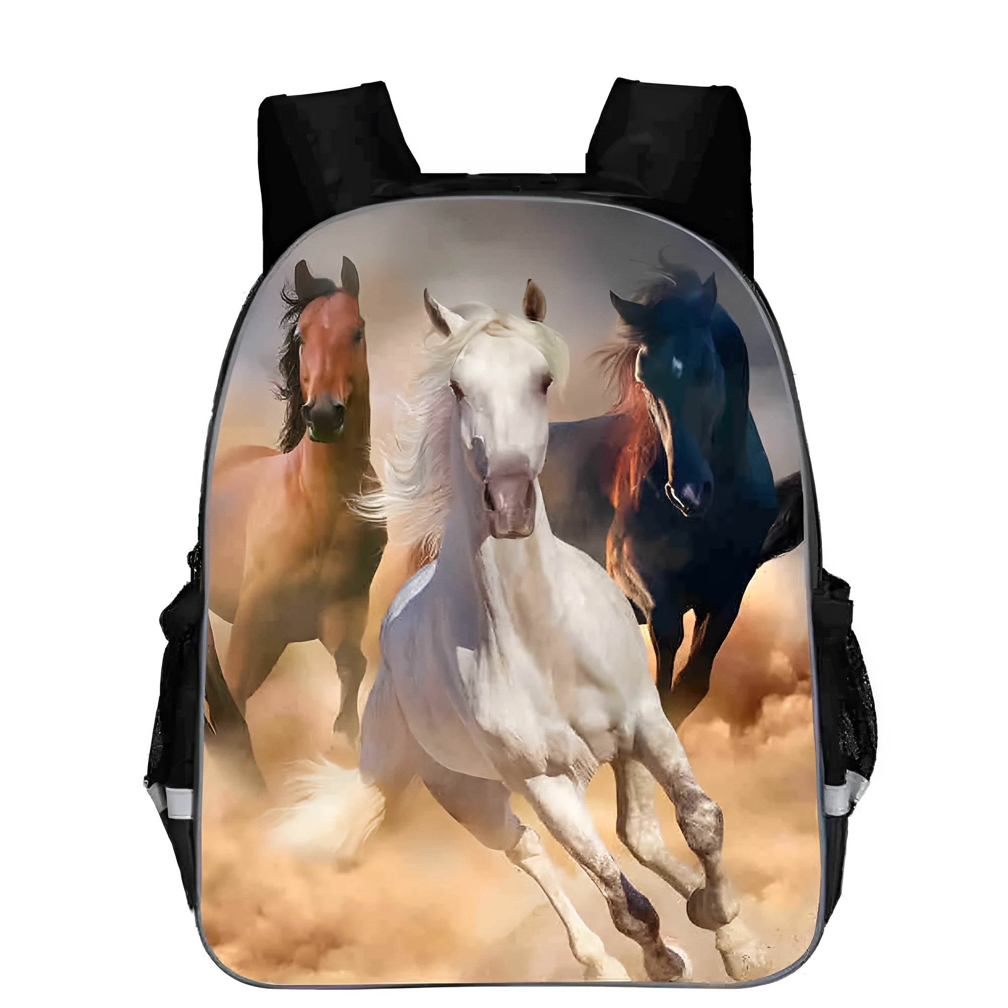 Horse animal head cartoon design school backpack in multiple colour options