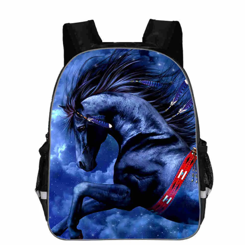 Horse animal head cartoon design school backpack in multiple colour options