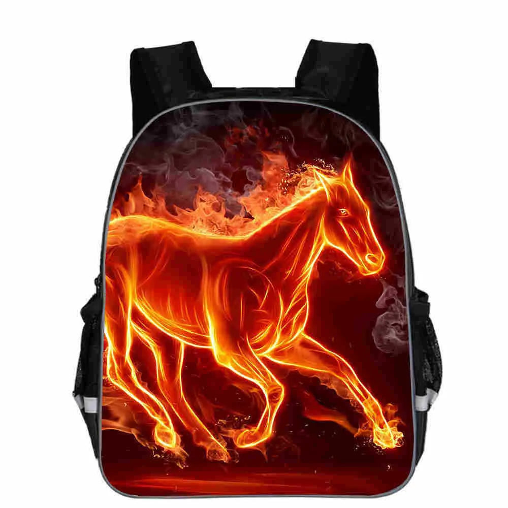 Horse animal head cartoon design school backpack in multiple colour options