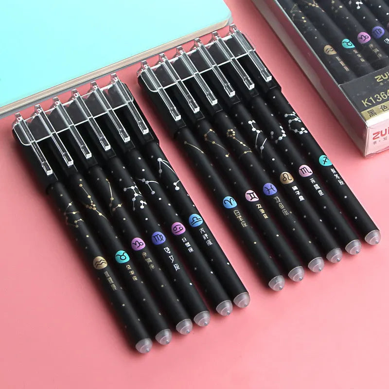 Constellation gel pen 12 pack with five creative designs and 0.5mm needle tube writing